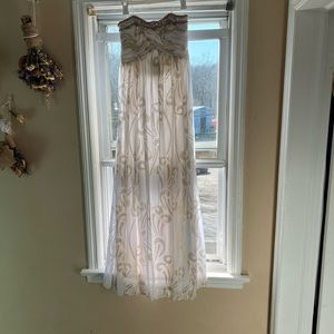 White with Gold detail prom dress